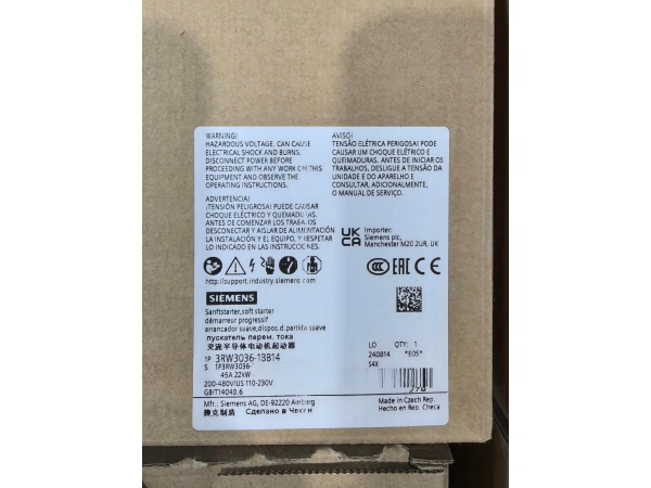 NEW ARRIVAL: Siemens SIRIUS 3RW3036-1BB14 Soft Starter Now Available